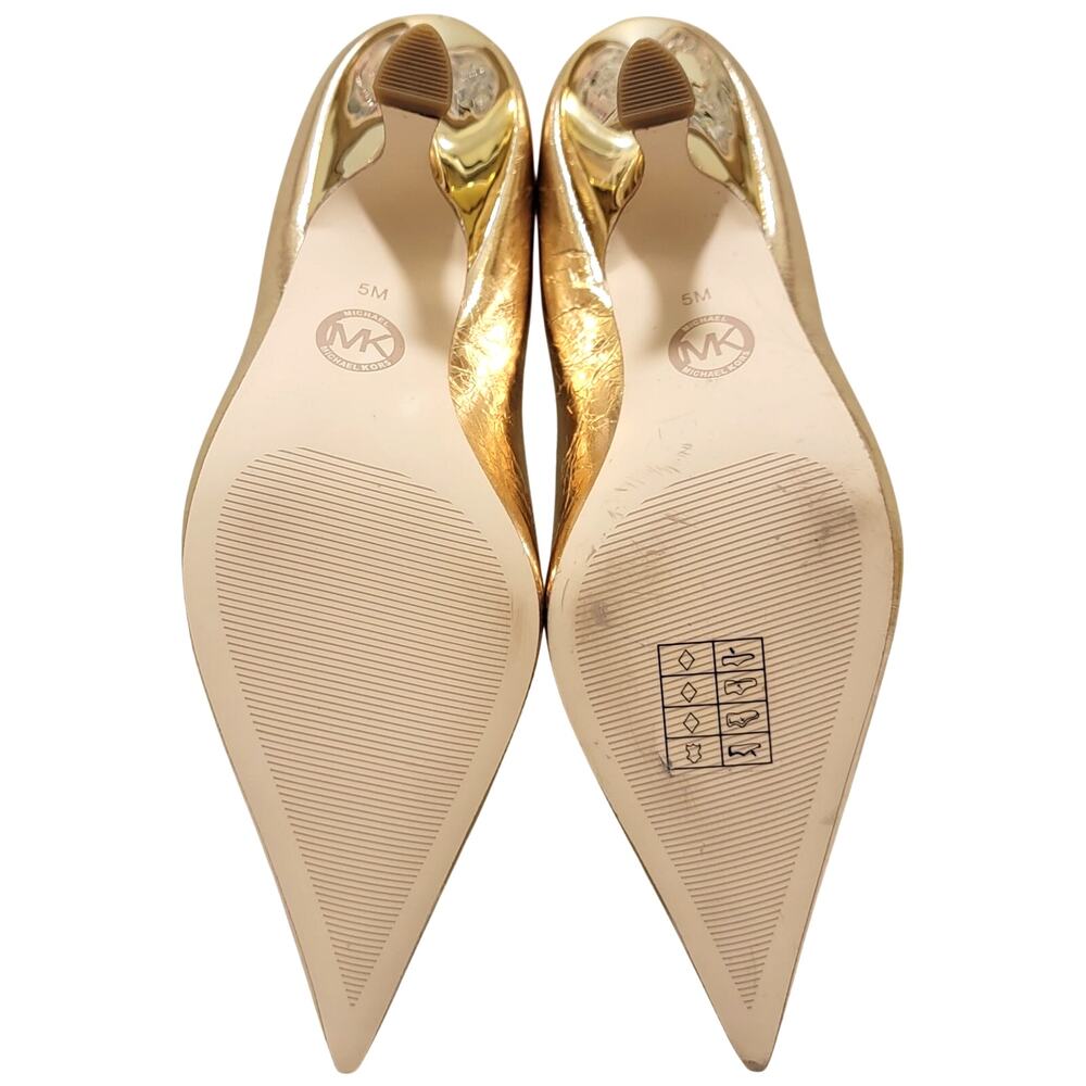 Michael Michael Kors Women Luna Mid Pump Heels Size US 5M Pale Gold Leather - Picture 4 of 5
